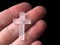 29mm Frosted White Plastic Cross with Swarovski Crystal Pendant or Charm